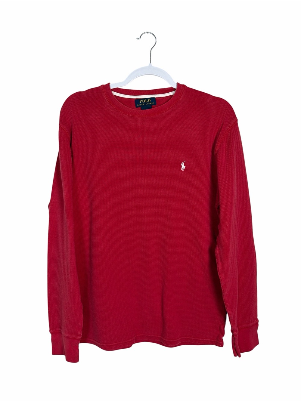 Polo Ralph Lauren Men’s Red Waffle Knit Thermal Shirt Medium Cotton Long Sleeve